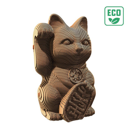 Cartonic 3d Lucky Cat Cardboard Sculpture Puzzle