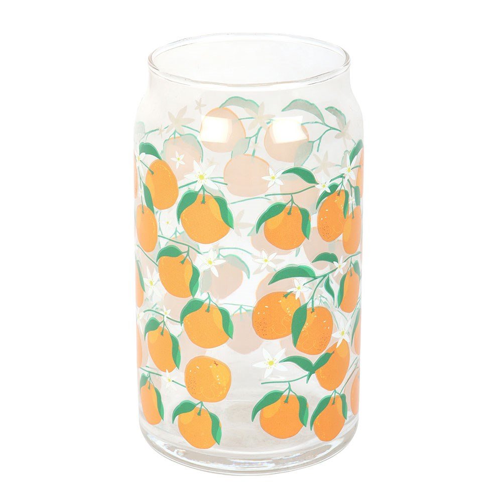 Italian Orange Print Can Glass