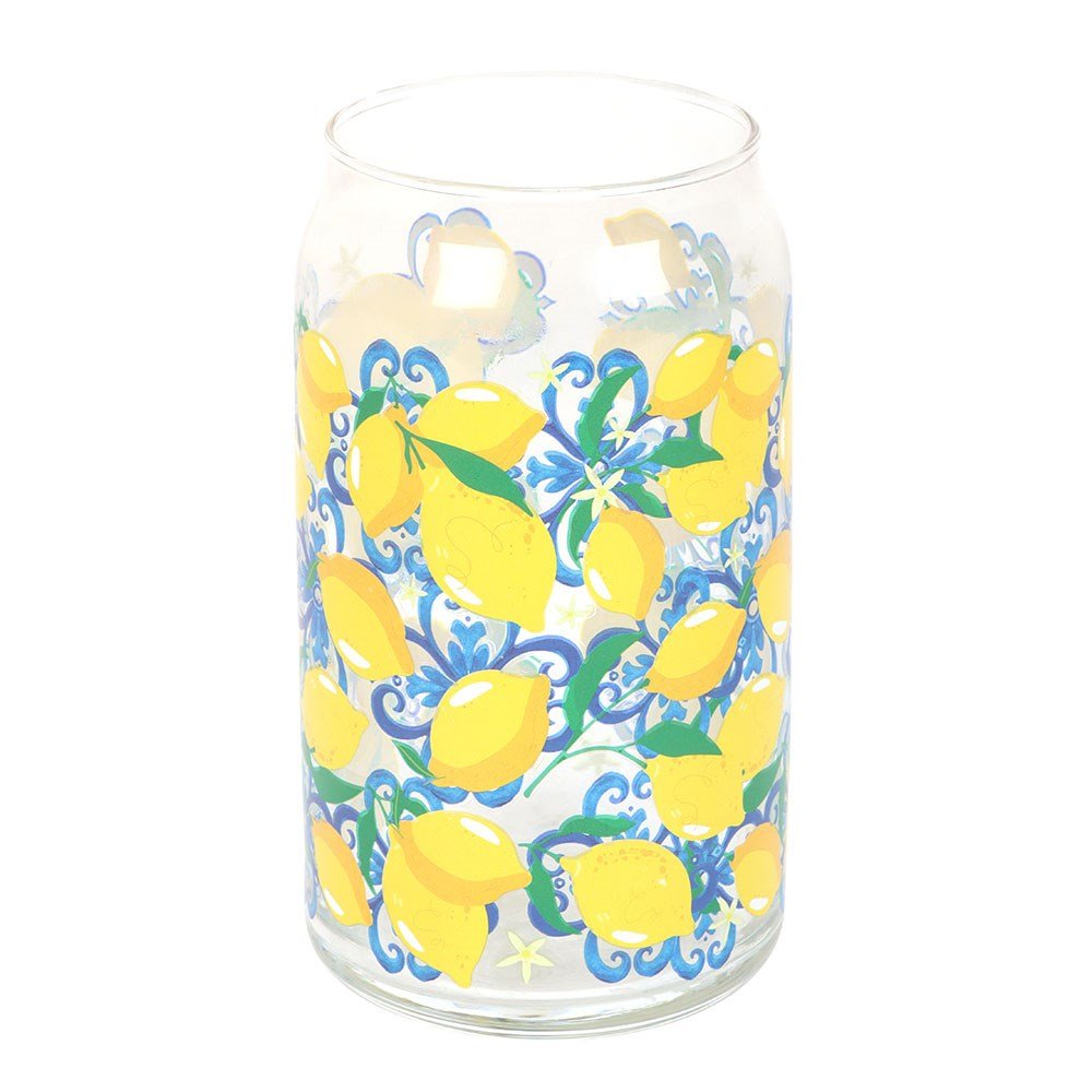 Italian Lemon Print Can Glass