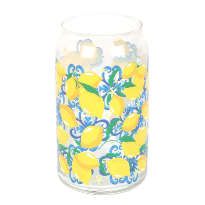 Italian Lemon Print Can Glass
