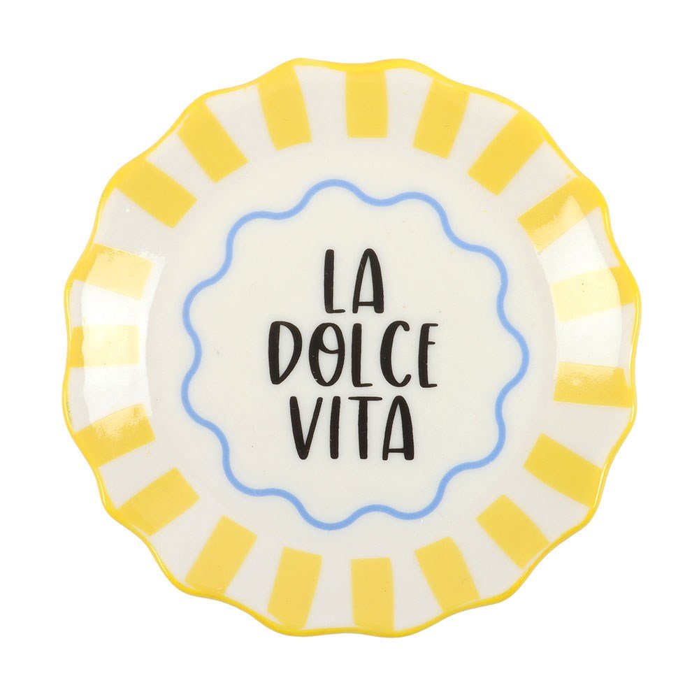 Yellow Striped La Doice Vita Ceramic Trinket Dish
