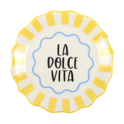 Yellow Striped La Doice Vita Ceramic Trinket Dish