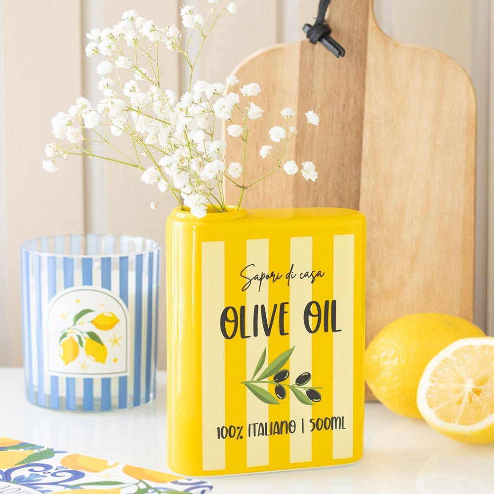 Olive Oil Tin Shaped Ceramic Flower Vase