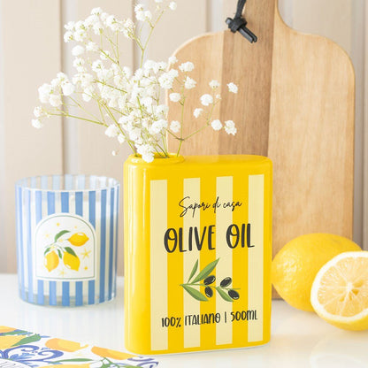 Olive Oil Tin Shaped Ceramic Flower Vase