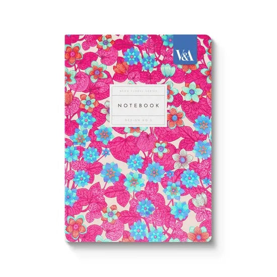 Notebook Pink And Blue Floral Neon