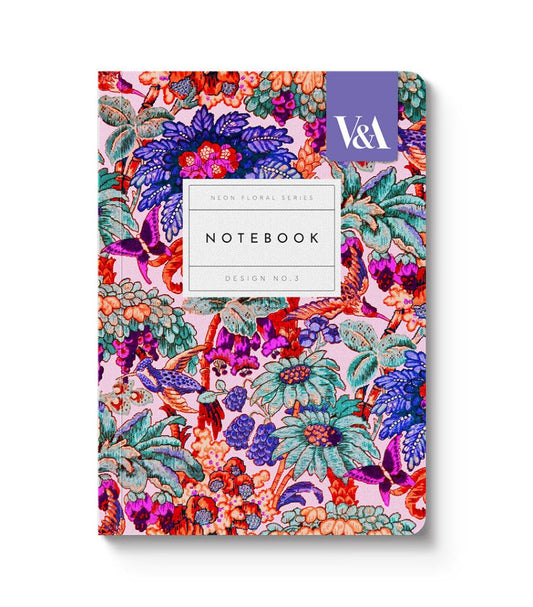 Notebook Neon Floral Peacock A6