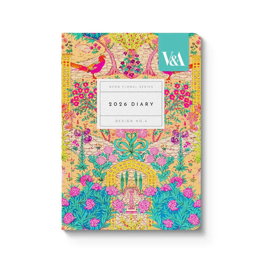 V&a A6 Diary - Neon Floral Ornate Garden