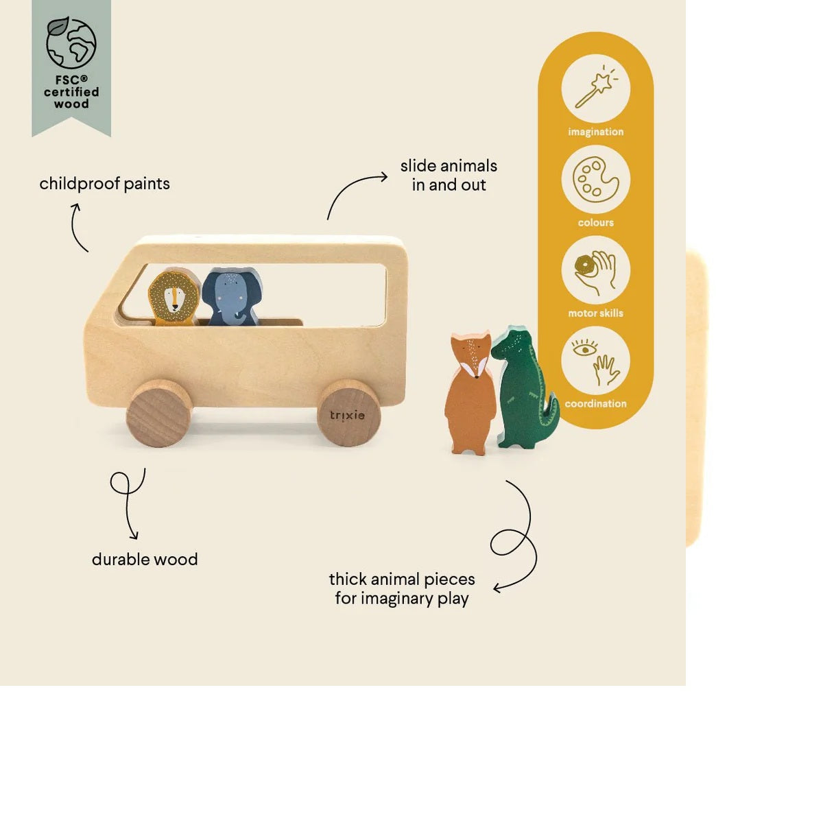 Wooden Animal Bus