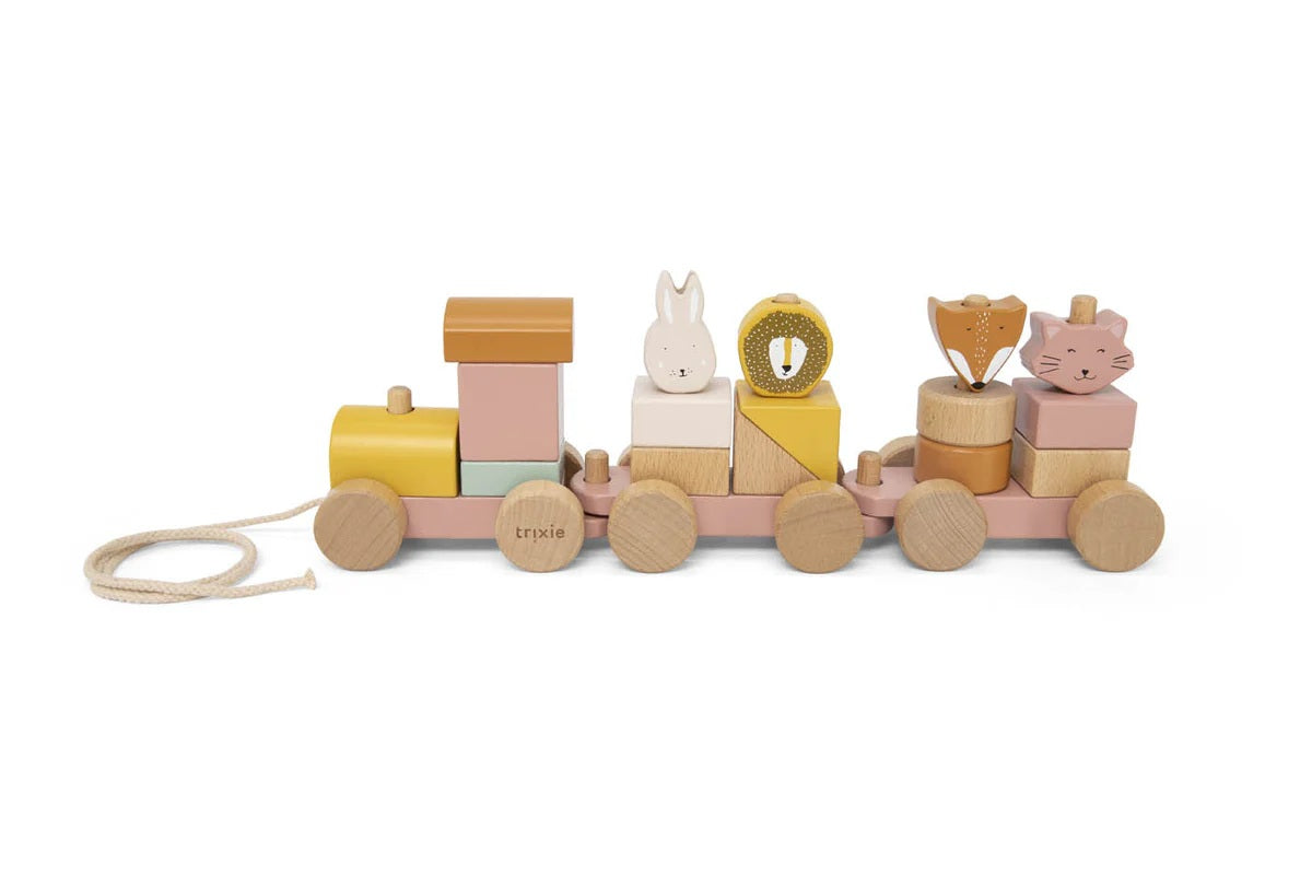 Wooden Animal Train Mrs Cat Pull Along