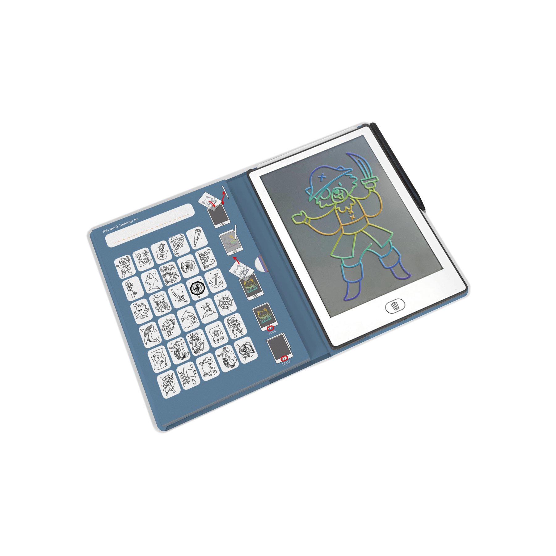 Kidydraw Mini Lcd Drawing Tablet - Oceans & Pirates
