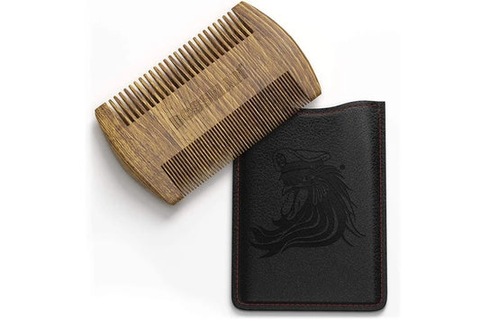 Bossman Pocket Size Sandalwood Comb With Protective Case  Fine And Wide Tooth For Beard Mustache And Hair Shaping Tool