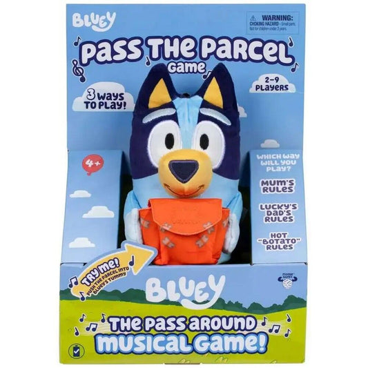 Bluey Pass The Parcel Musical Game  Soft Huggable 8  Bluey Plush 