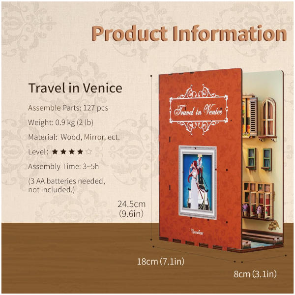 Tonecheer Book Nook 3d Puzzle Kit - Travel In Venice