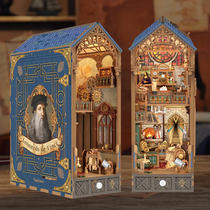 Tonecheer Leonardo Da Vinci 3d Puzzle Book Nook Kit