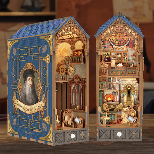 Tonecheer Leonardo Da Vinci 3d Puzzle Book Nook Kit