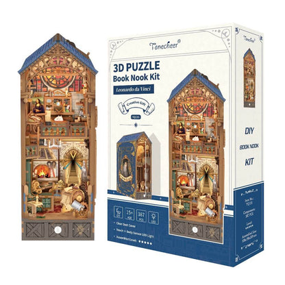 Tonecheer Leonardo Da Vinci 3d Puzzle Book Nook Kit