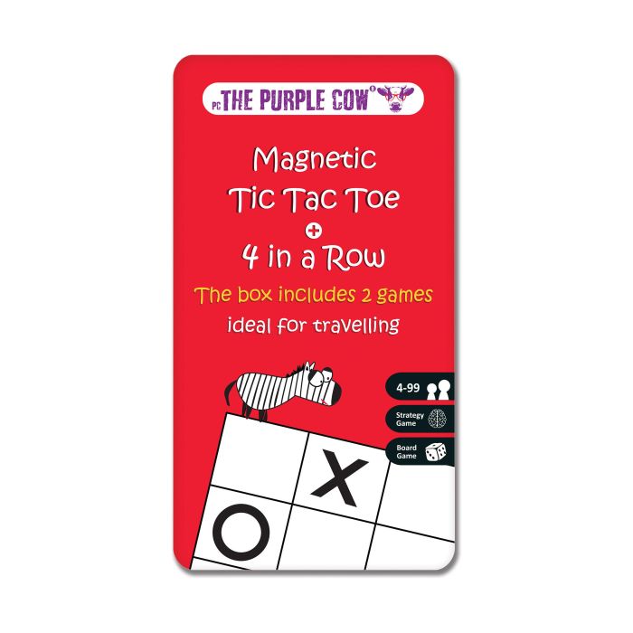 The Purple Cow  Board Games  - Magnetic Four-in-a-row & Tic Tac Toe Travel Game