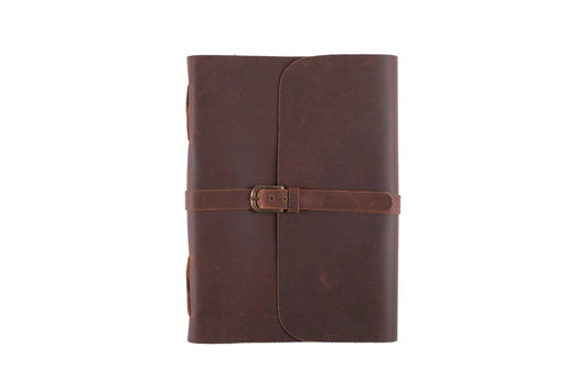 Journal Buckle A4 Leather Brown