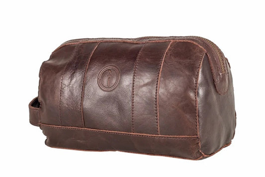 Mens Leather Toiletry Bag - Watson - Crazy Horse Brown