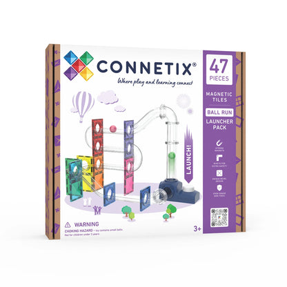 Connetix 47pc Ball Run Launcher Pack Magnetic Tiles