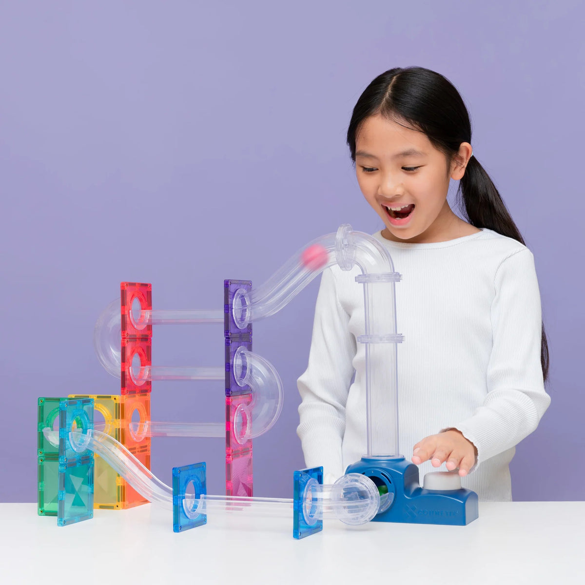 Connetix 47pc Ball Run Launcher Pack Magnetic Tiles