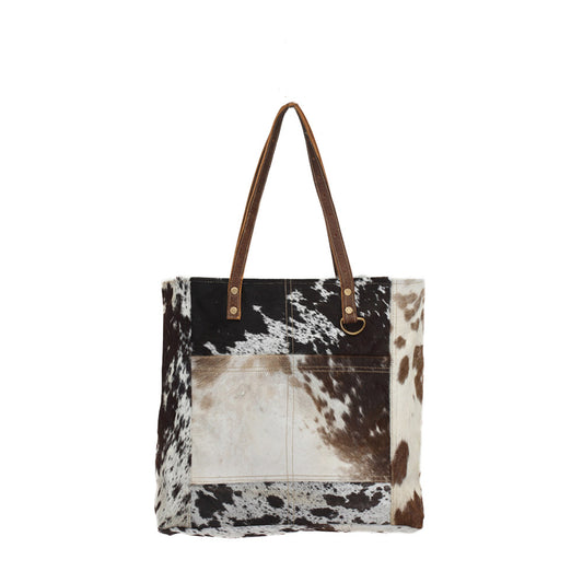 Myra Bag Harion Front Pocket Bag Faux Fur Double Handle Animal Print New