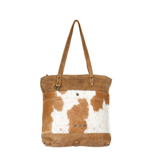 Myra Hazel Opulence Brown Genuine Hair-on Leather Tote Bag