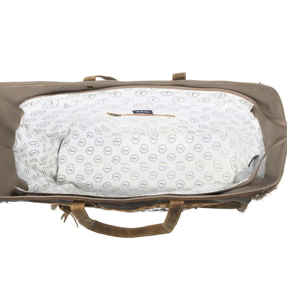 Myra Sand Weaver Chocolate & Olive Weekender Bag - Off Campus