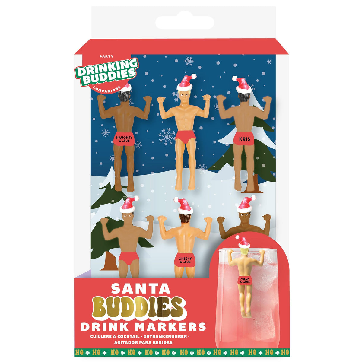 Santa Buddies Drink Markers Set Of 6