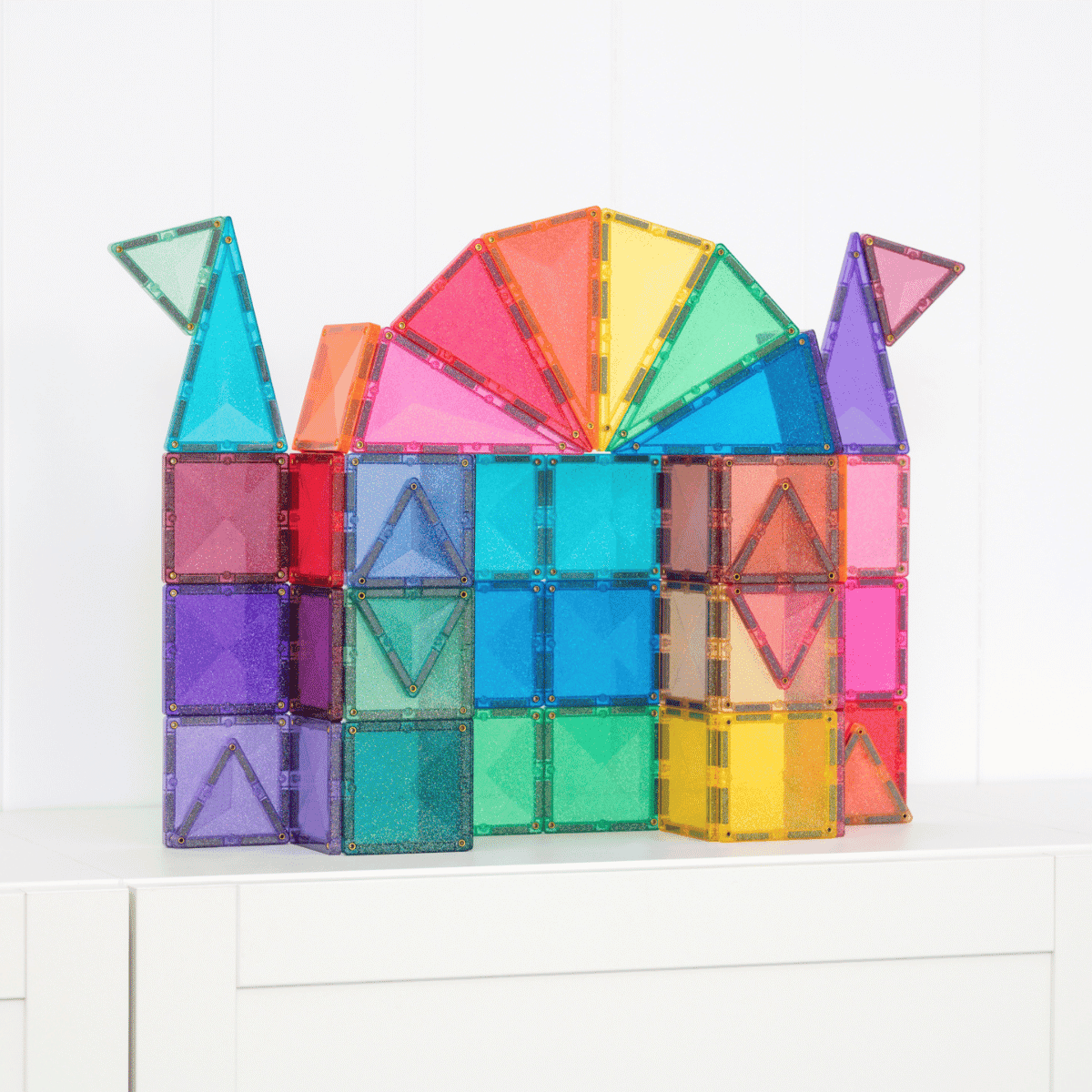 Connetix Magnetic Tiles  Rainbow Square Pack  42 Pieces