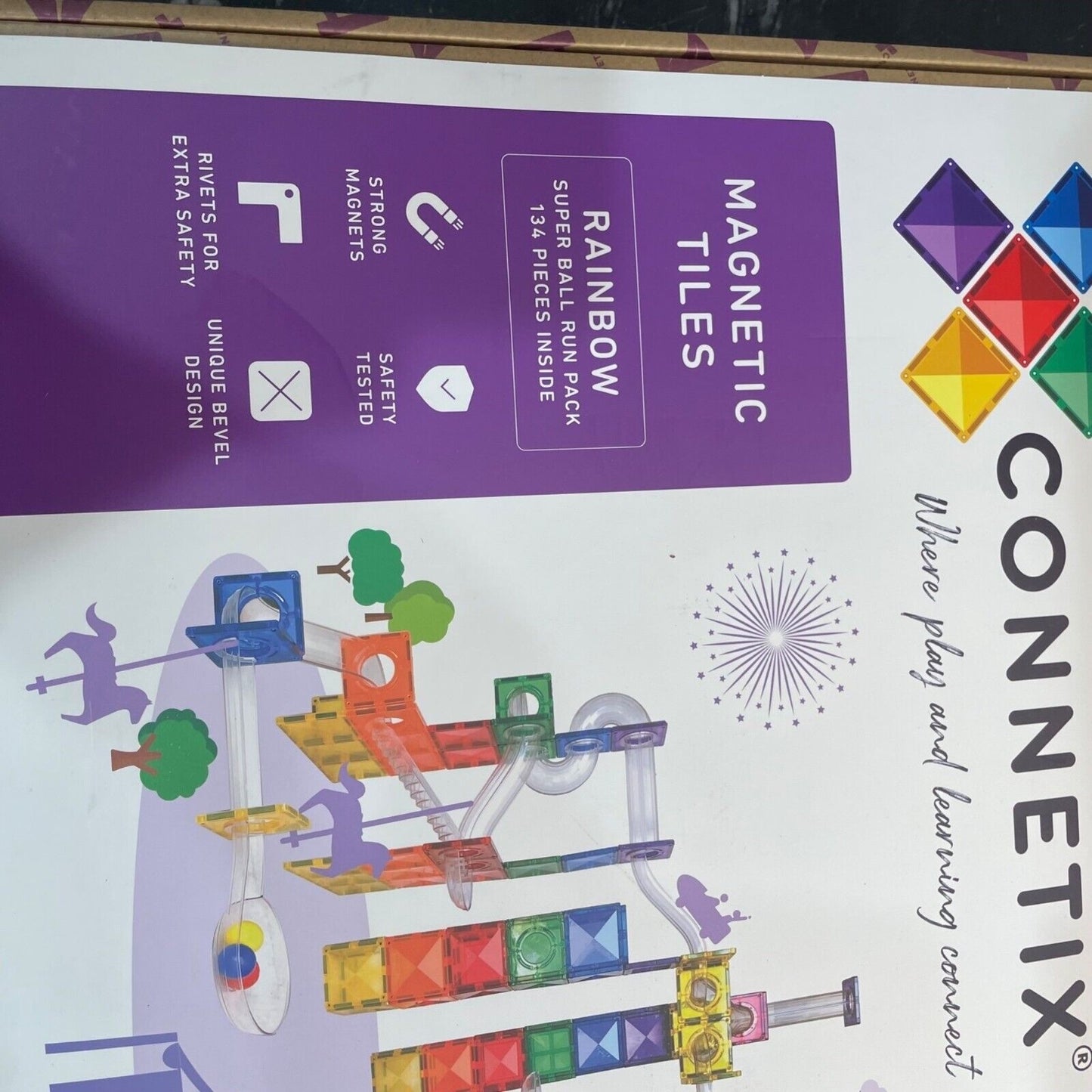 Connetix Tiles Rainbow Super Ball Run Pack  134 Pc.