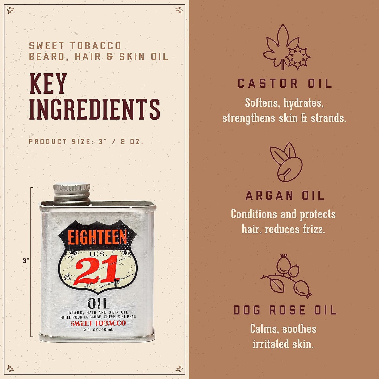 18.21 Man Made Sweet Tobacco Oil 2 Oz For Men