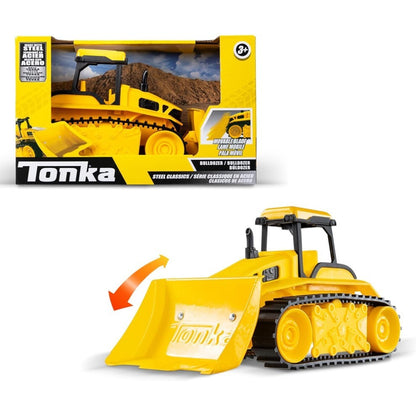 Tonka Mini Steel Classics Bulldozer – Steel Construction Working Features Realistic Lights & Sounds Vibrant Yellow Design 
