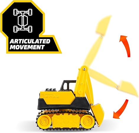 Tonka Mini Steel Classics Excavator – Steel Construction Movable Grapple Bucket Rolling Treads Classic Yellow Design