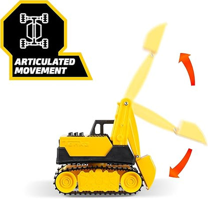 Tonka Mini Steel Classics Excavator – Steel Construction Movable Grapple Bucket Rolling Treads Classic Yellow Design