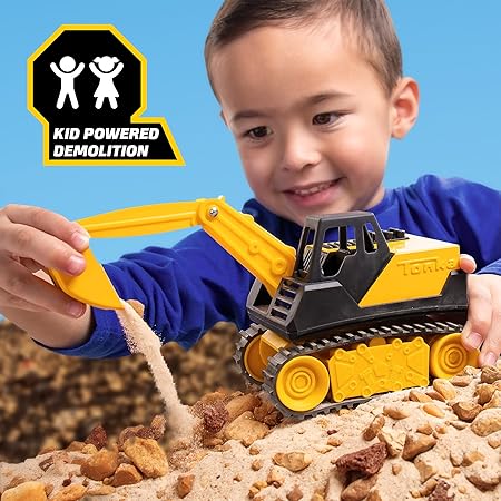 Tonka Mini Steel Classics Excavator – Steel Construction Movable Grapple Bucket Rolling Treads Classic Yellow Design