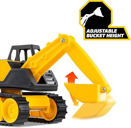 Tonka Mini Steel Classics Excavator – Steel Construction Movable Grapple Bucket Rolling Treads Classic Yellow Design