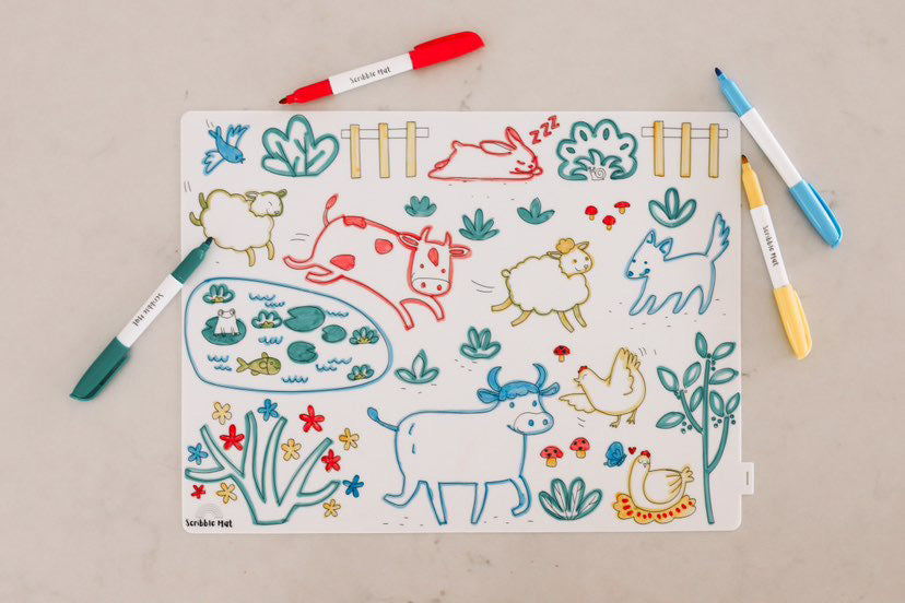 Reusable Scribble Mat Set | On The Farm
