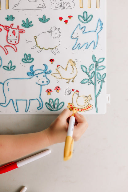 Reusable Scribble Mat Set | On The Farm
