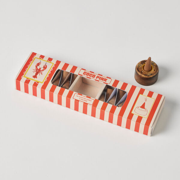 Cocopinkscented Incense Cones W/holder - 40pc