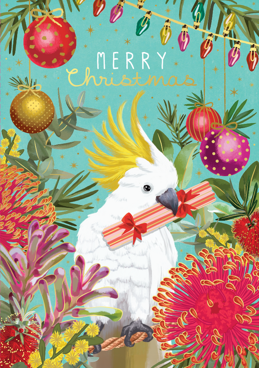Boxed Cockatoo On Teal
