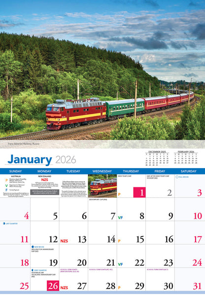 Calendar 2026 Great Train Journeys Of The World 335x242mm 