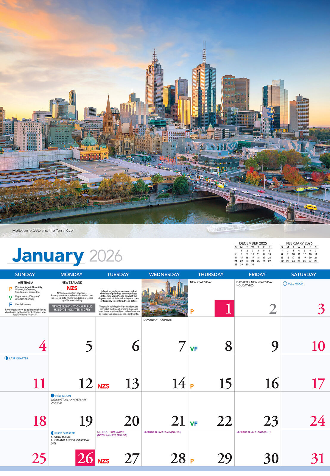 Calendar 2026  Melbourne 335x242mm 