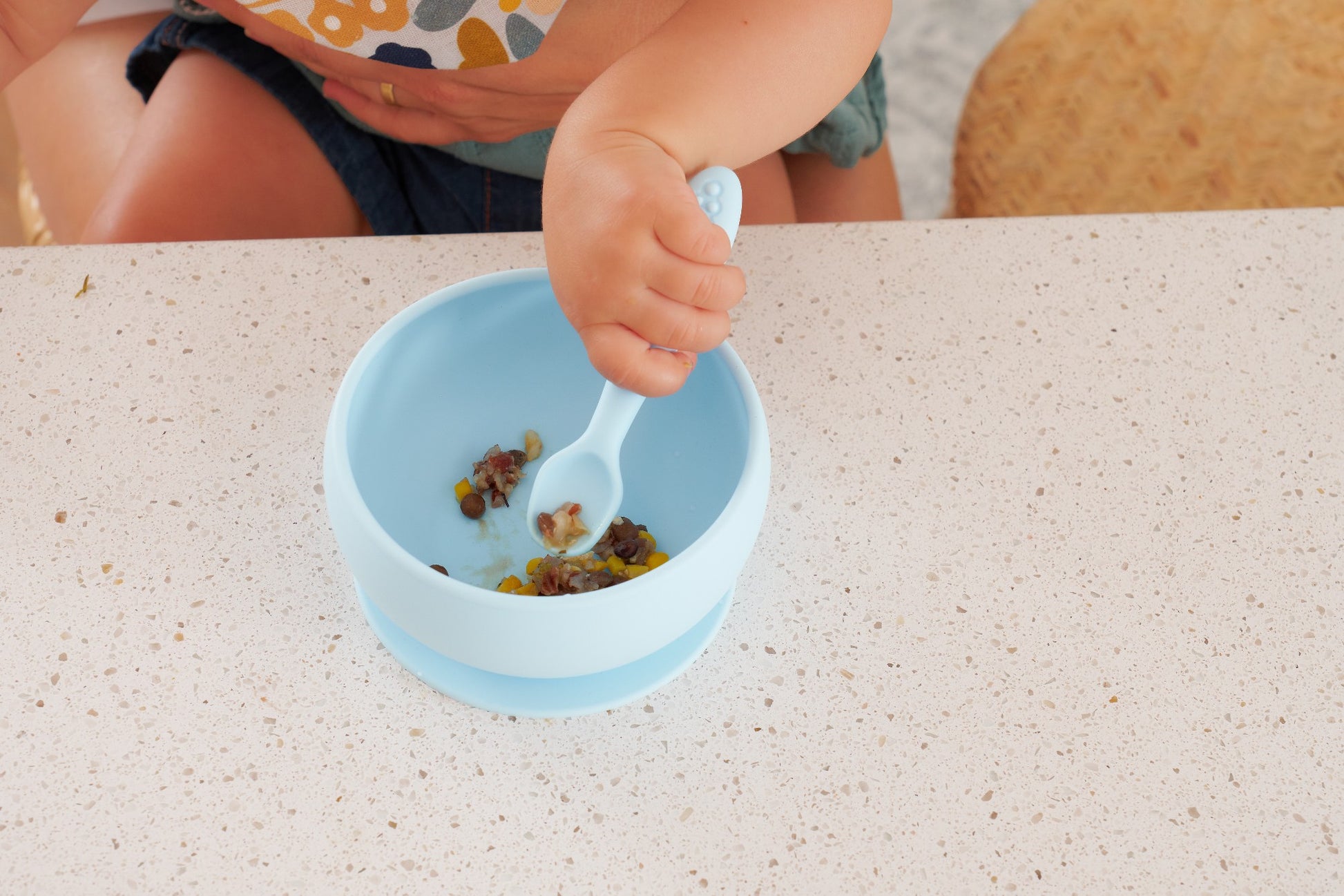 Silicone Suction Bowl - Iced Blue