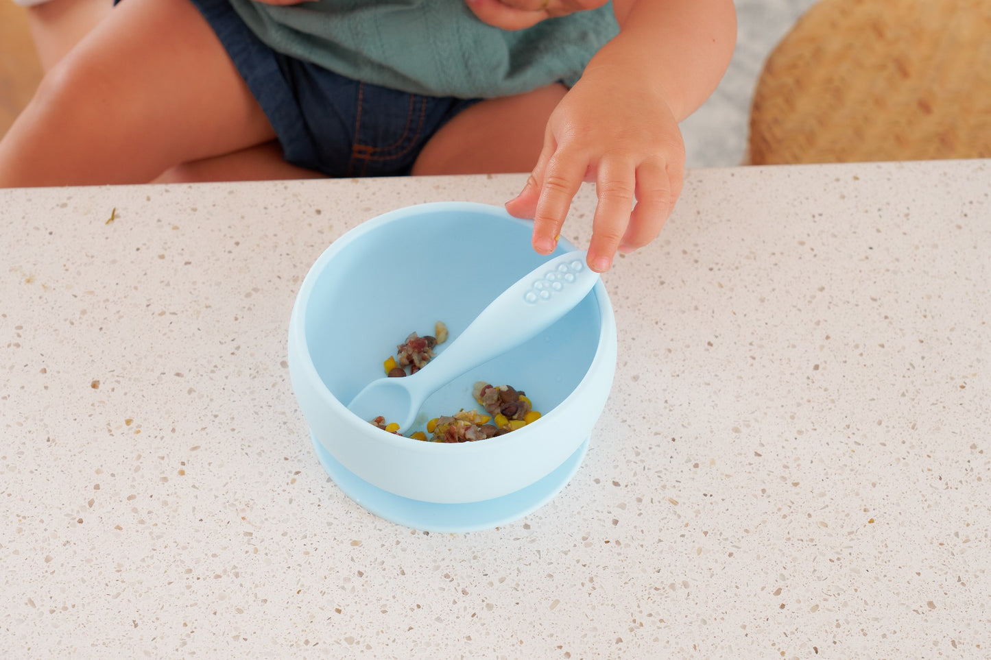 Silicone Suction Bowl - Iced Blue