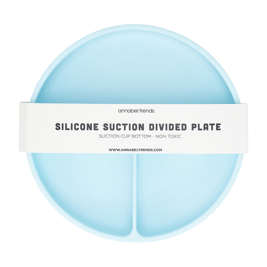 Silicone Suction Divided Plate -iced Blue