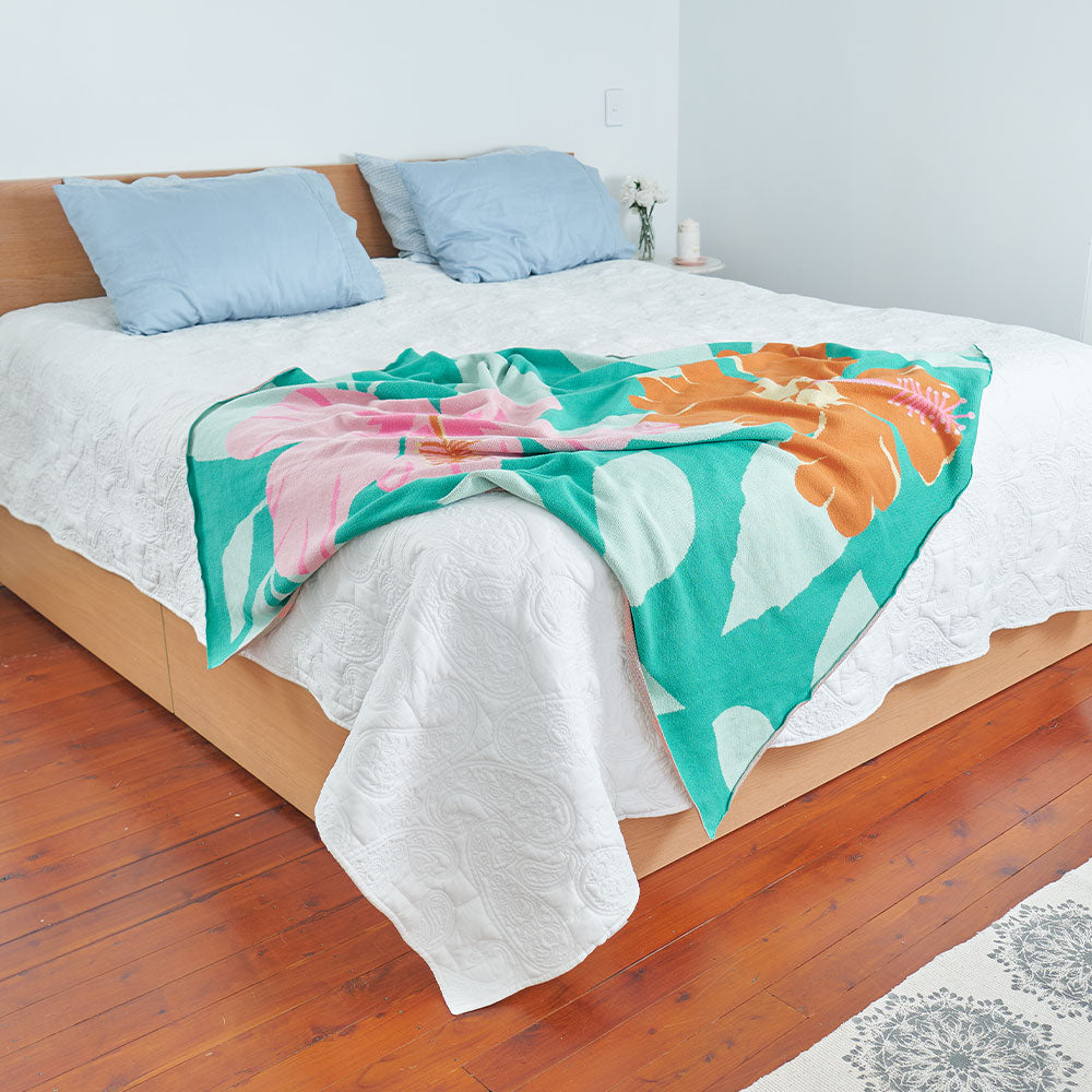 Throw Cotton Knit - Hibiscus