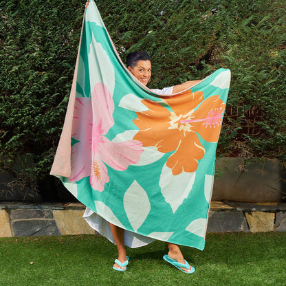 Throw Cotton Knit - Hibiscus