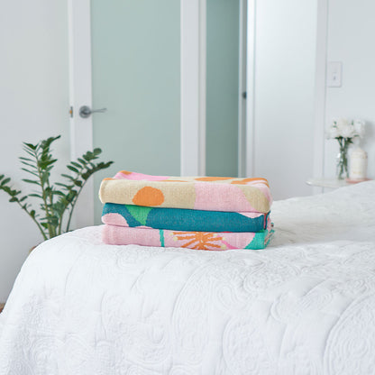 Throw Cotton Knit - Flower Patch