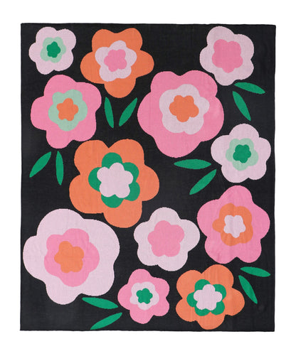 Throw Cotton Knit - Midnight Blooms